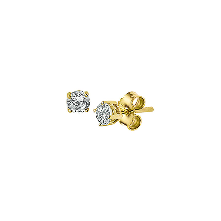 Pendientes de zircónia en oro amarillo de 14 quilates con diseño cuadrado.