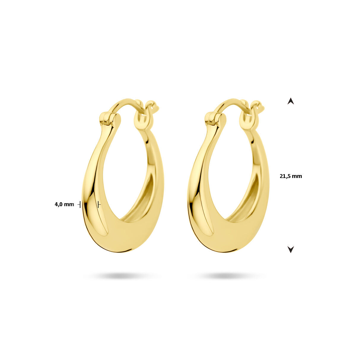 aros tubo redondo 21,5 mm 1 micrón plata chapado en oro amarillo