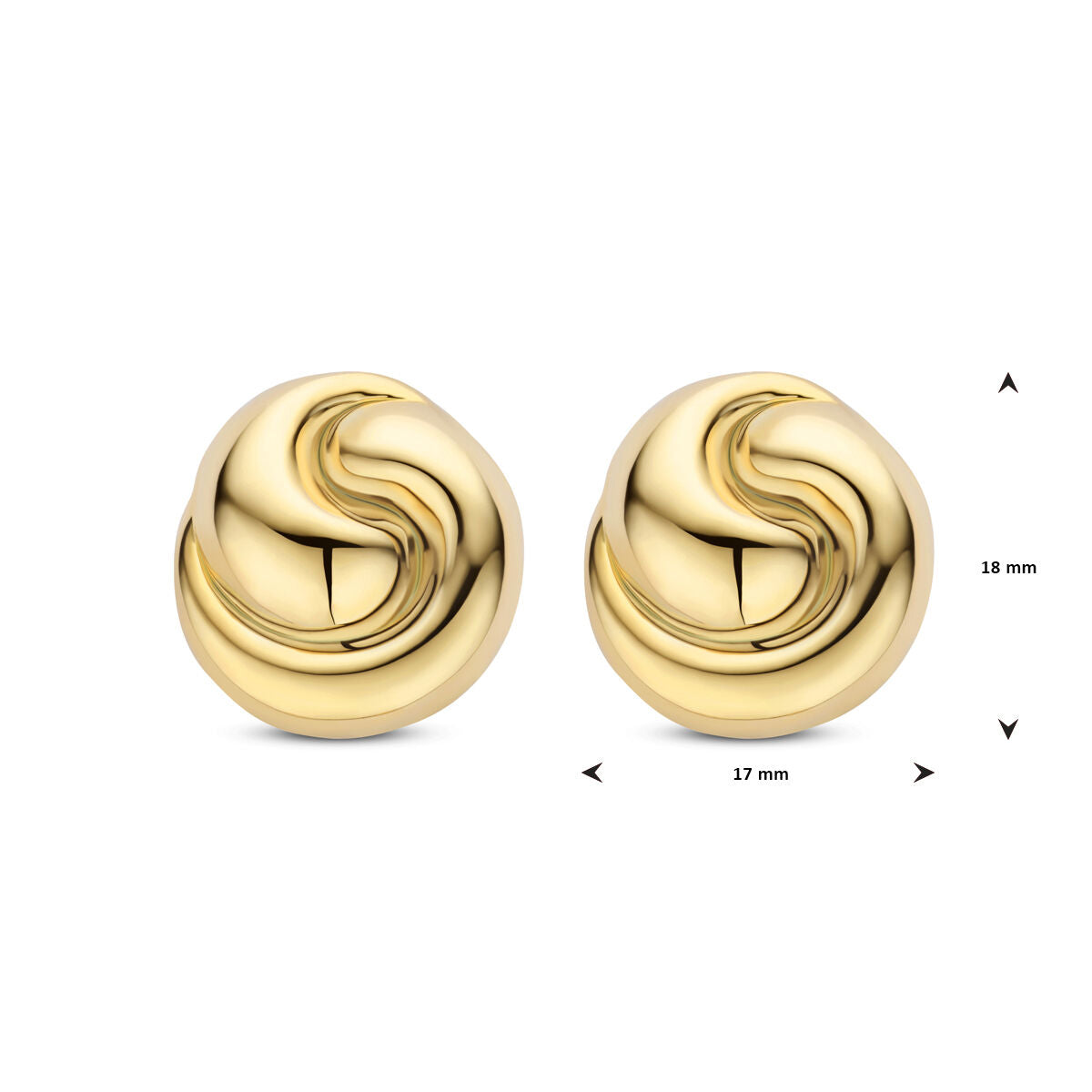 pendientes de botón 18 mm plata chapado en oro amarillo