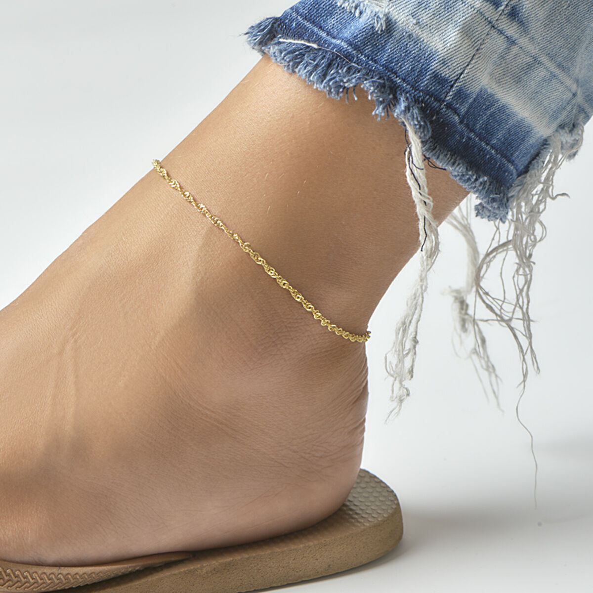 pulsera singapore 2,25 mm 24 cm 3 micrones chapado en oro amarillo