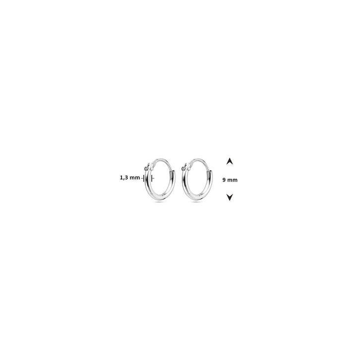 oorringen 1,3 mm ronde buis zilver gerhodineerd