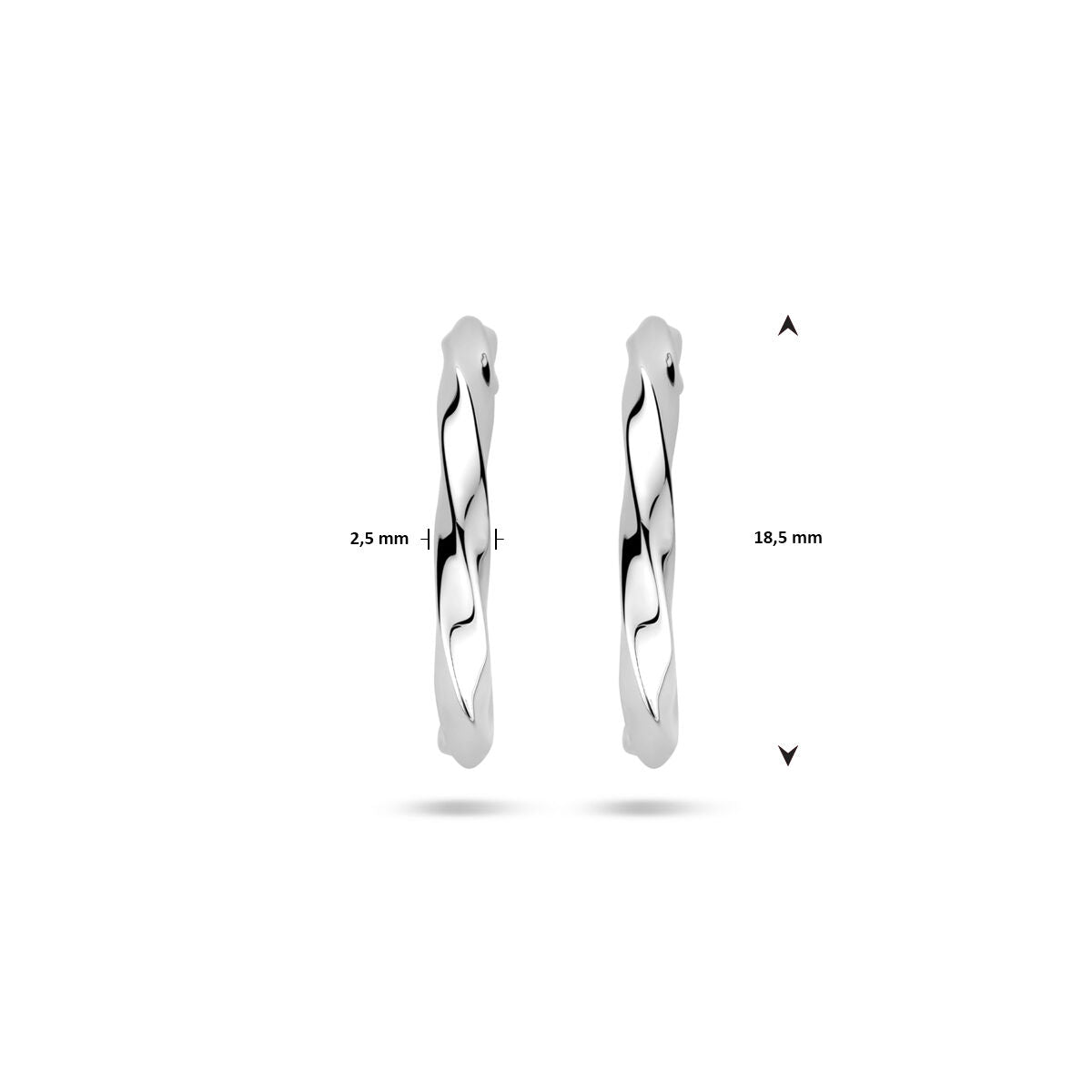 aros retorcidos 18,5 mm plata rodiado