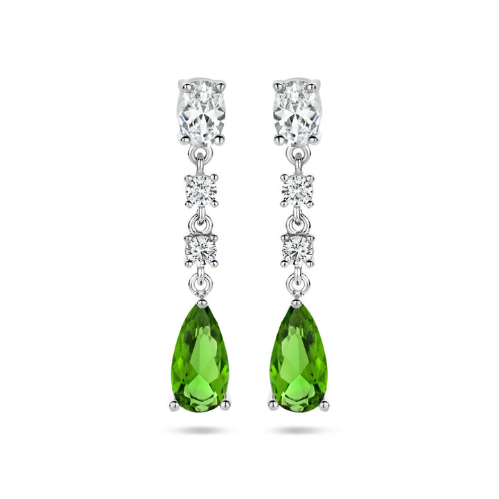 oorhangers wit en groen zirkonia zilver gerhodineerd