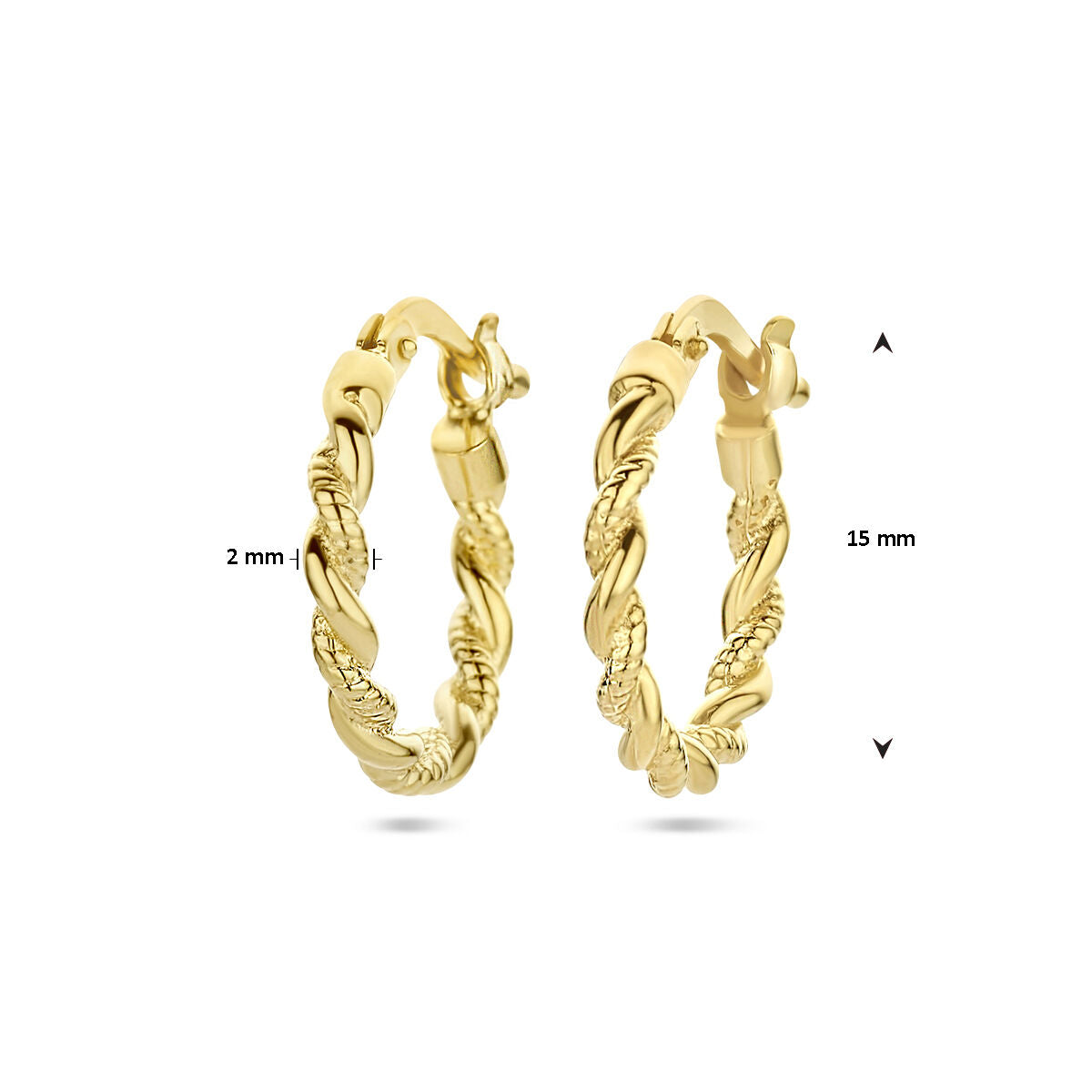 aros tubo retorcido 1 micrón plata chapado en oro amarillo