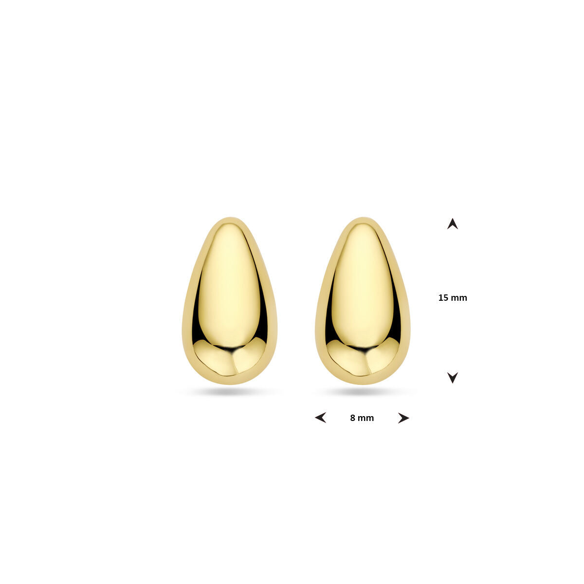 pendientes de botón gota 15 mm 1 micron plata chapado en oro amarillo