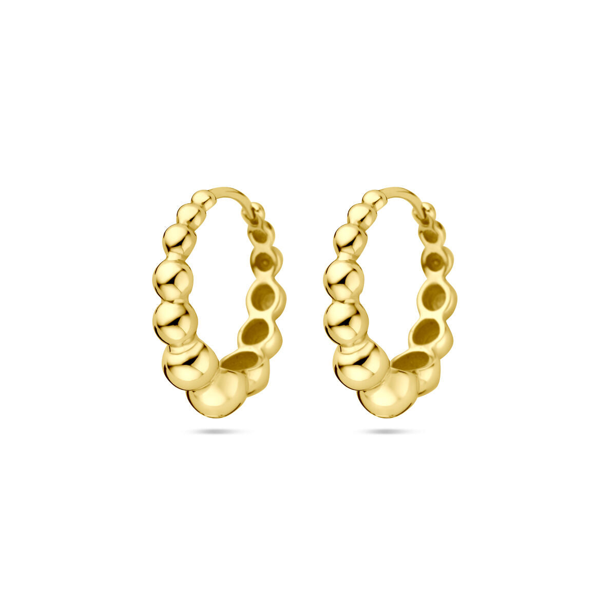 Pendientes de aro dorados de 17 mm con un diseño de esferas.