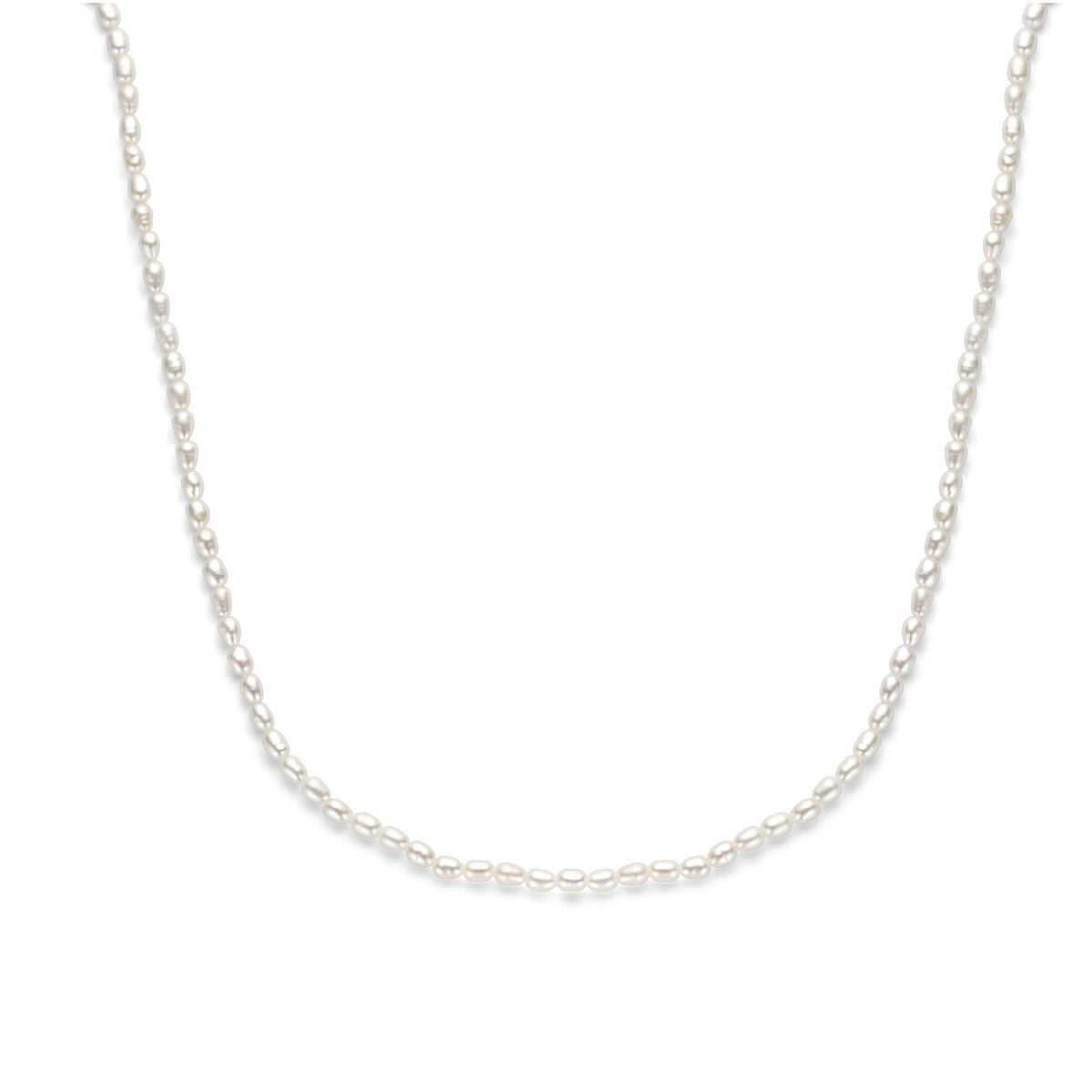 Cadena de plata rodiada de 925 con perlas blancas.