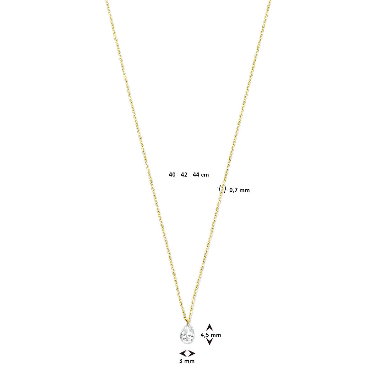 collar diamante 40 – 42 – 44 cm 0.20ct g si 18K oro amarillo