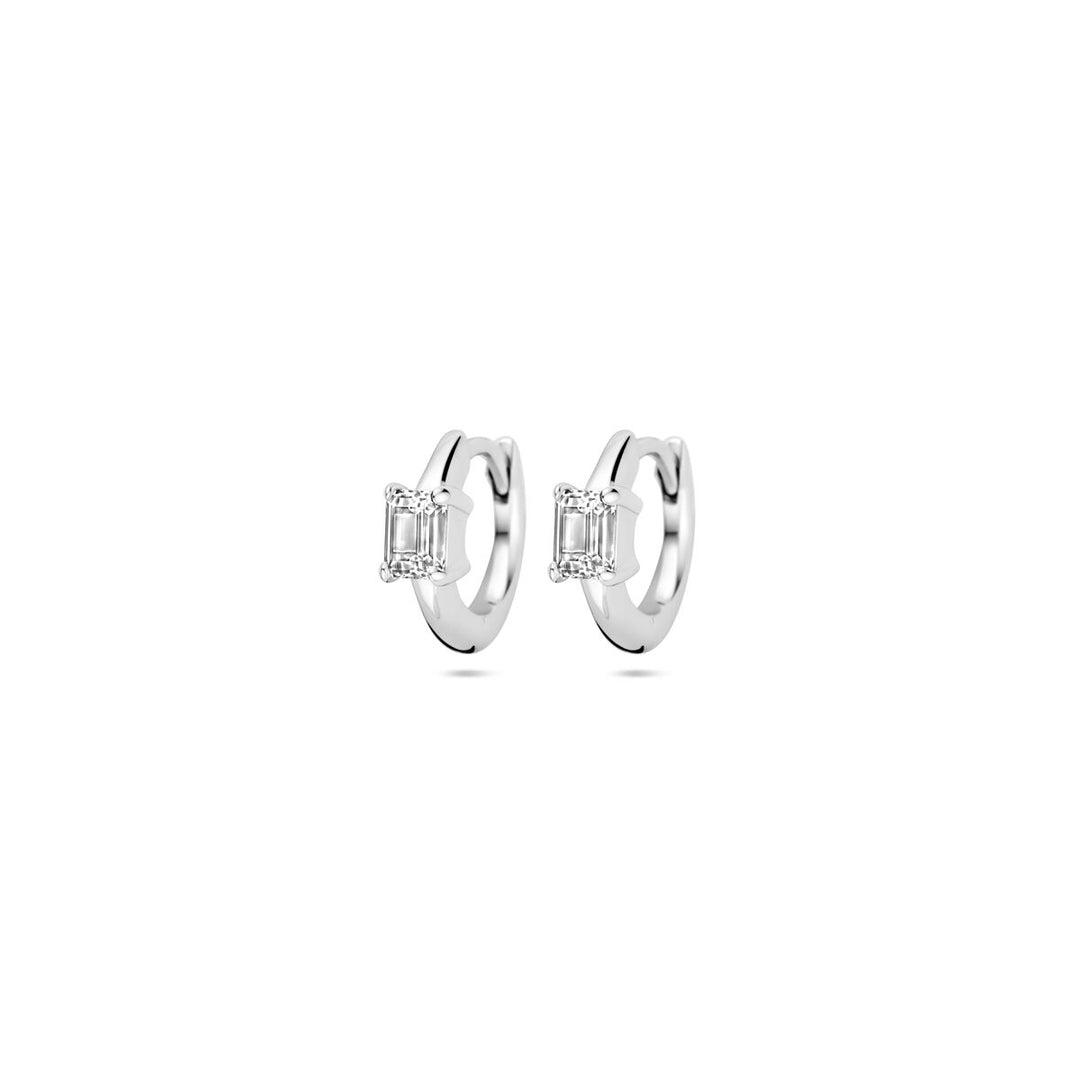 klapoorringen zirkonia 10 mm zilver gerhodineerd