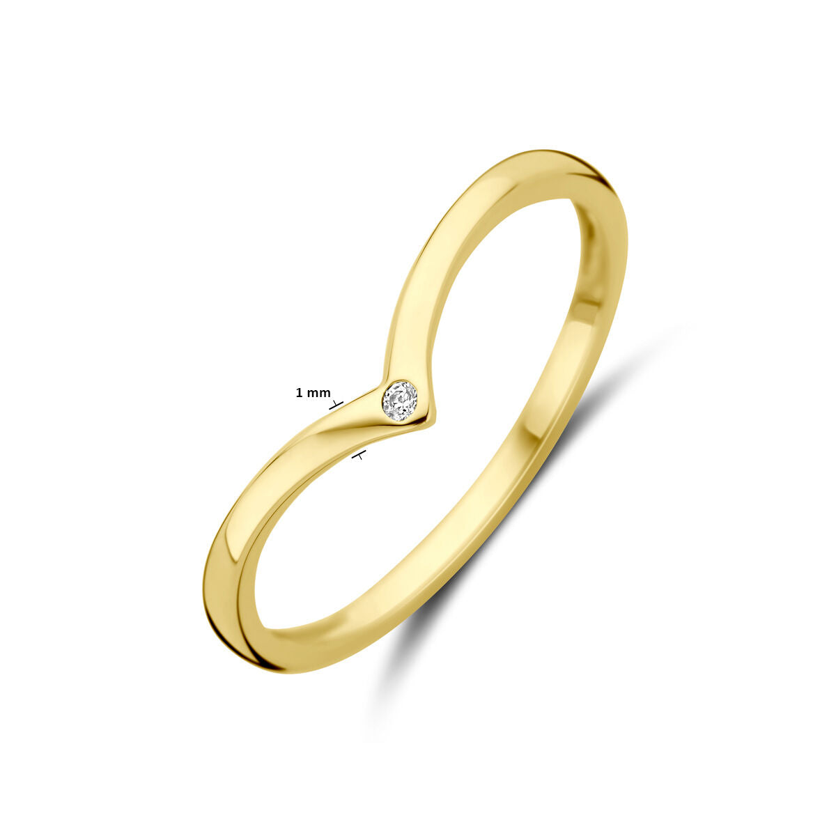 anillo de zircón en oro amarillo de 14K