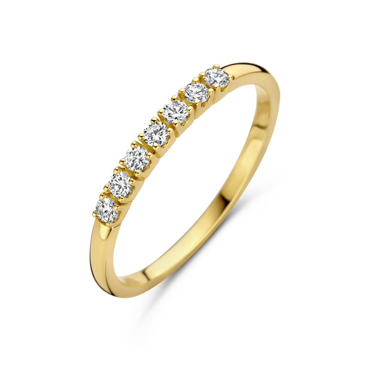 Anillo de memoria en oro amarillo de 14K con diamantes de 0.21 ct.