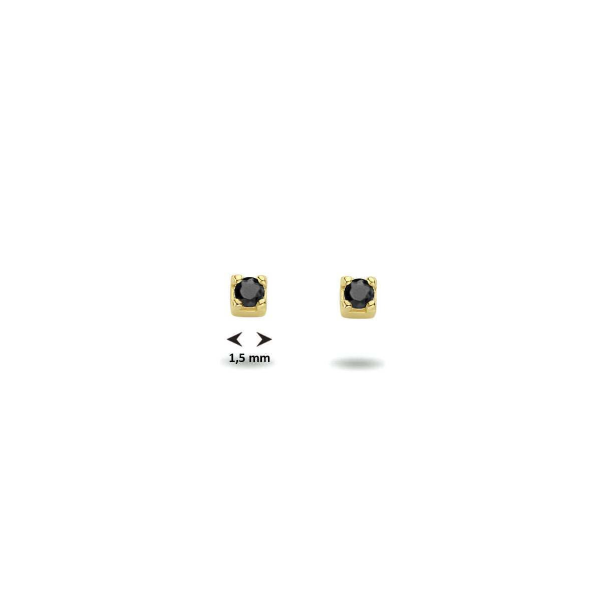 pendientes de botón negro circonita 14K oro amarillo