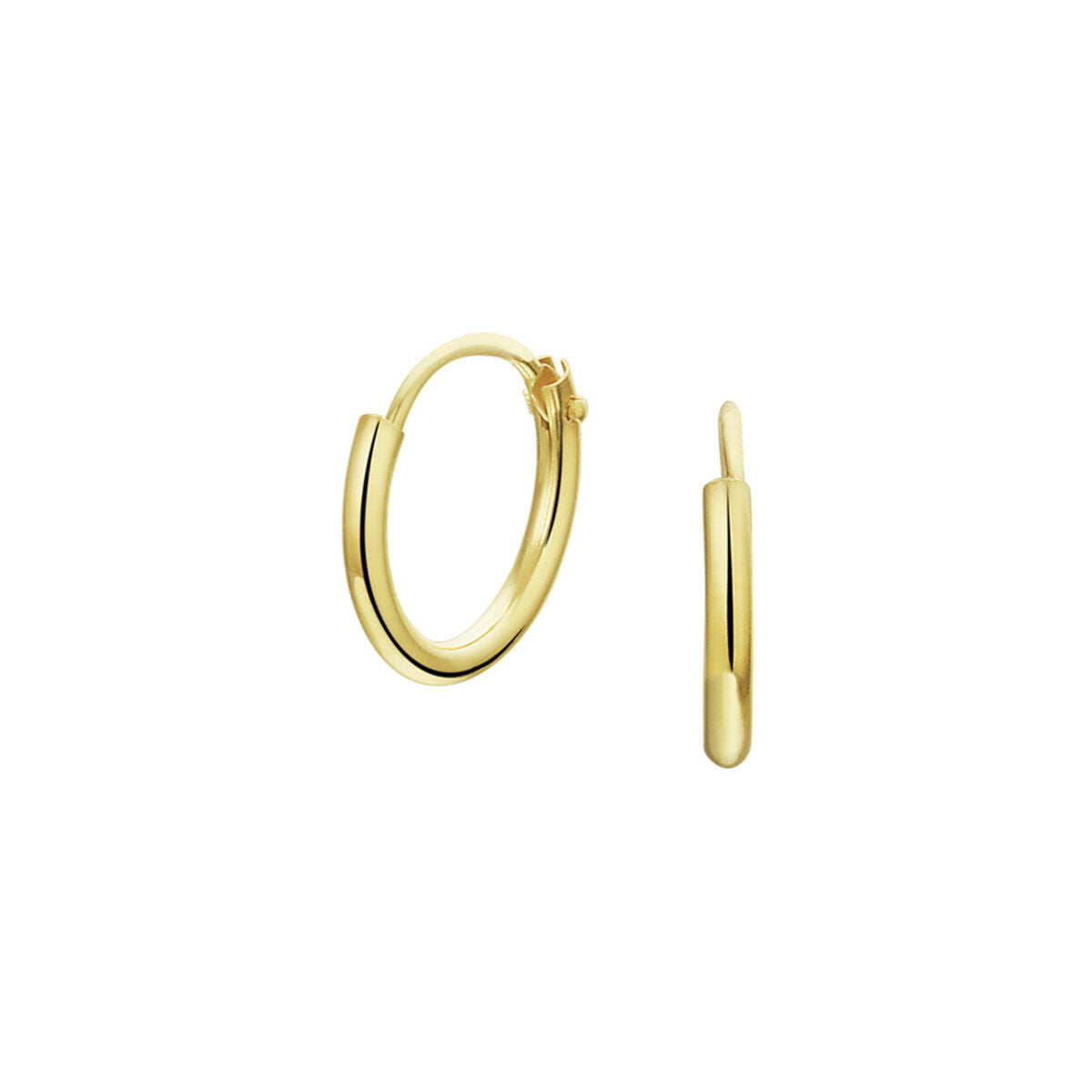 Aros de tubo redondo de 1,3 mm, bañados en plata de 1 micrón, color amarillo.