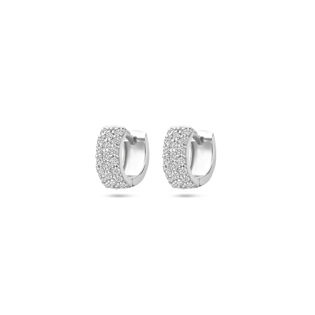 Pendientes de aro de oro blanco de 14K con diamantes de 0.40 ct (2x 0.20 ct), diseño brillante de 10 mm.