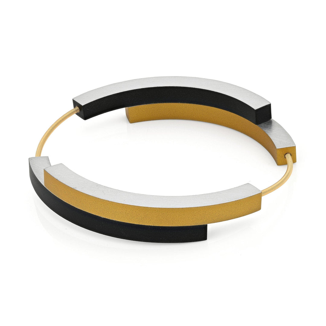 Armband Vier bogen Zwart Goudkleurig AG32ZG
