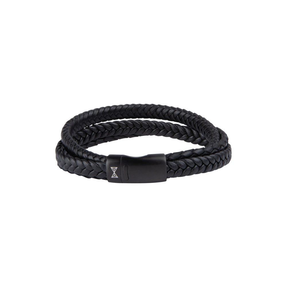 Leren armband heren - Iron Three String Black-on-Black