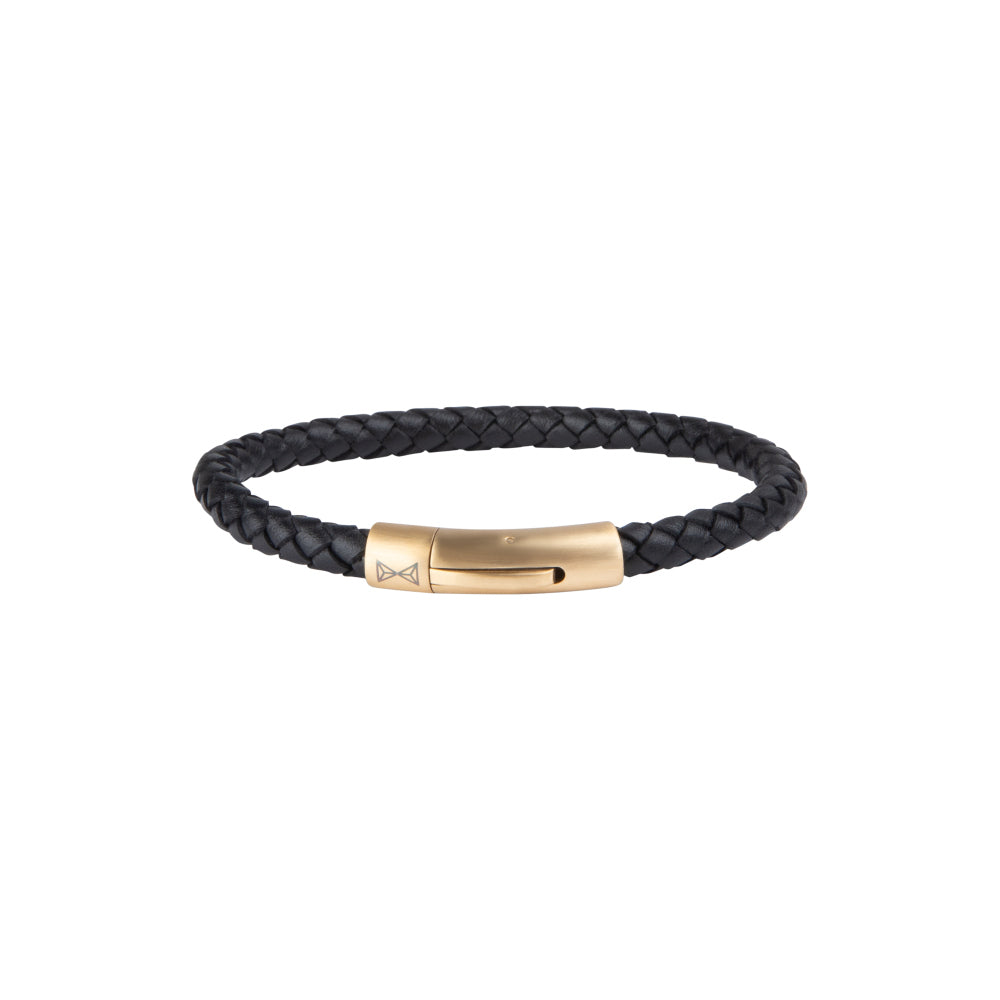 Leren armband heren - Iron Single String Gold