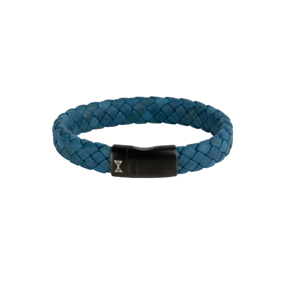 Leren armband heren - Iron Jack Navy Blue-on-Black