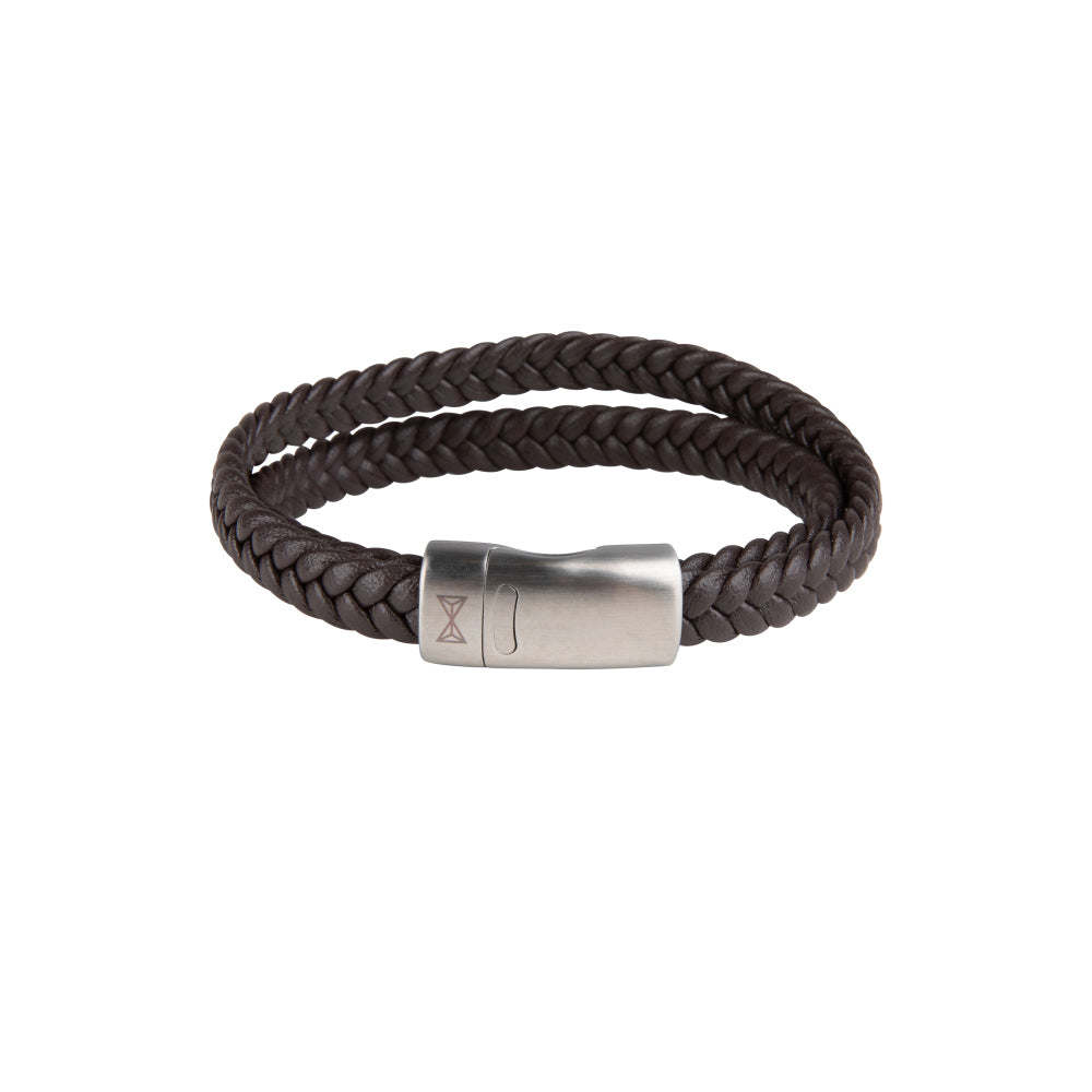 Leren armband heren - Double Flat String Brown