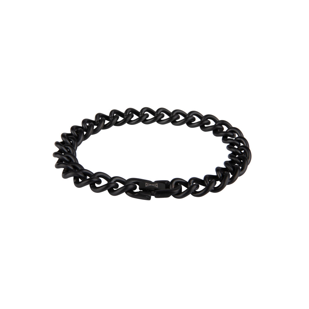 Pulsera de eslabones negra con acabado satinado.