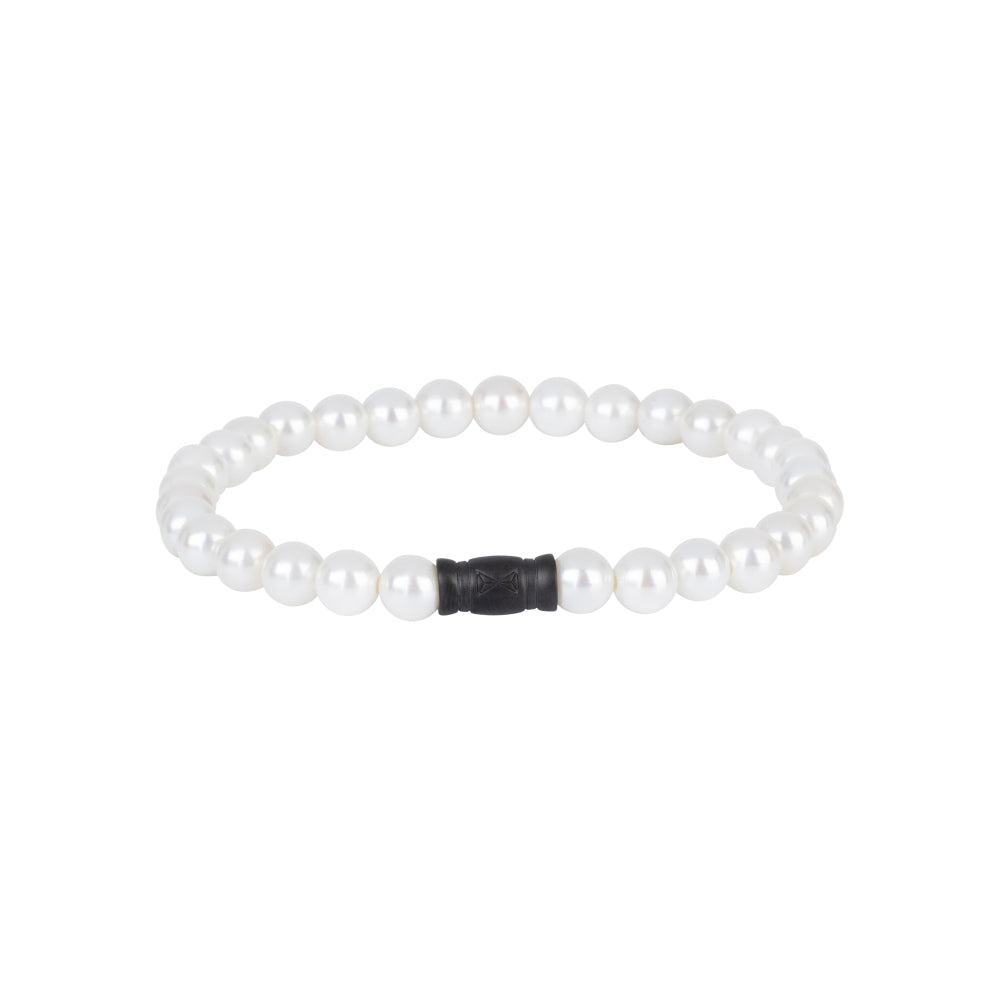 Pulsera de perlas de 6 mm con detalle negro en el centro.