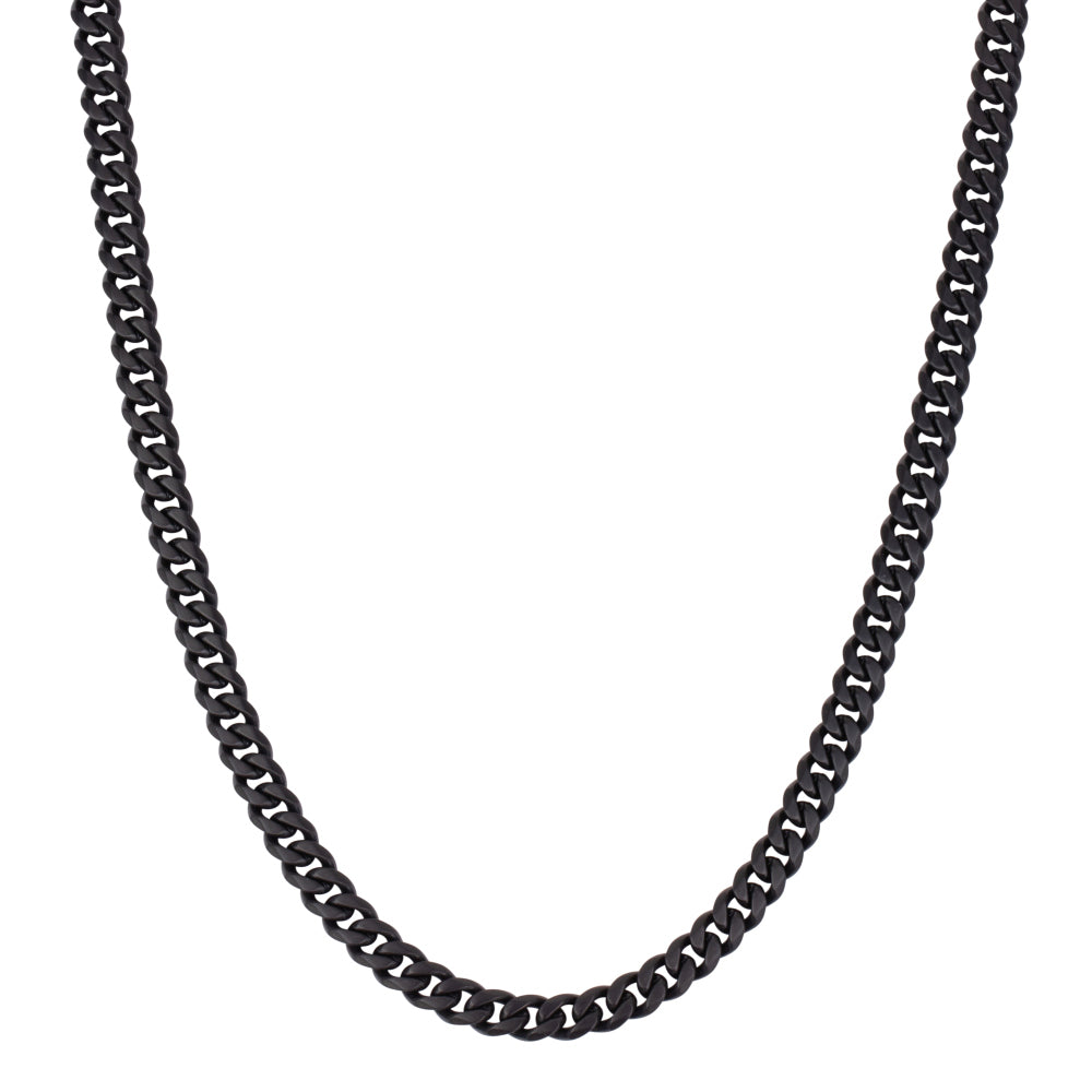 Collar gourmette negro de eslabones gruesos y pulidos.