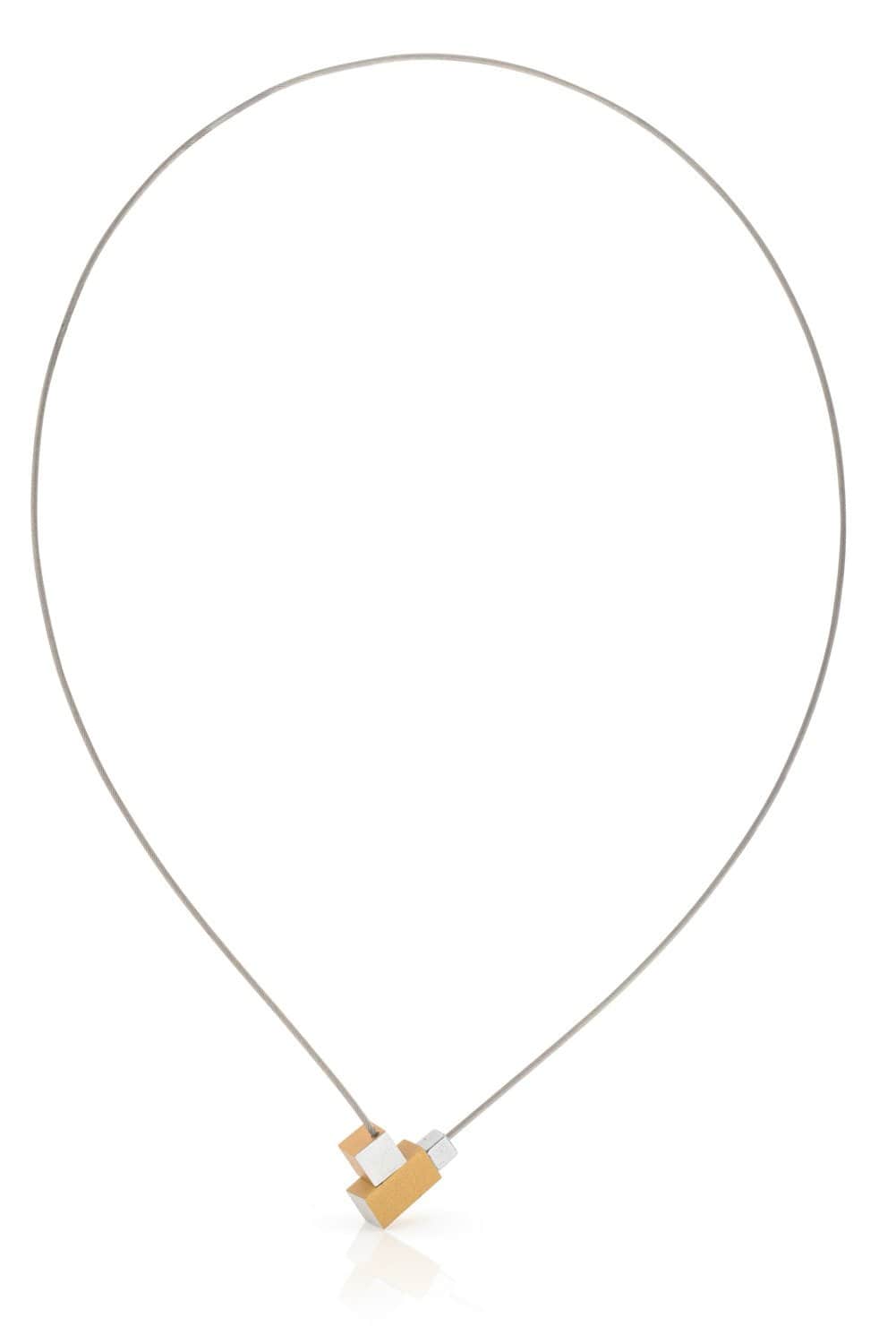 Collier Vierkantje en rechthoekje Goudkleurig|Geel C206G