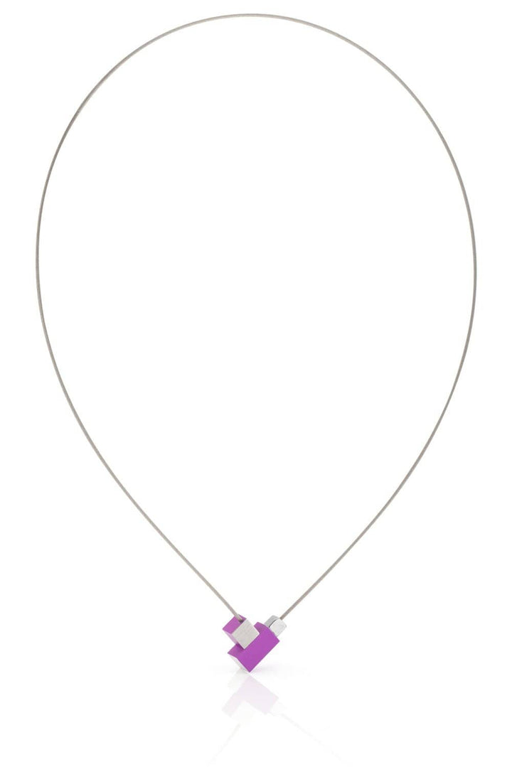 Collier Vierkantje en rechthoekje Paars C206P