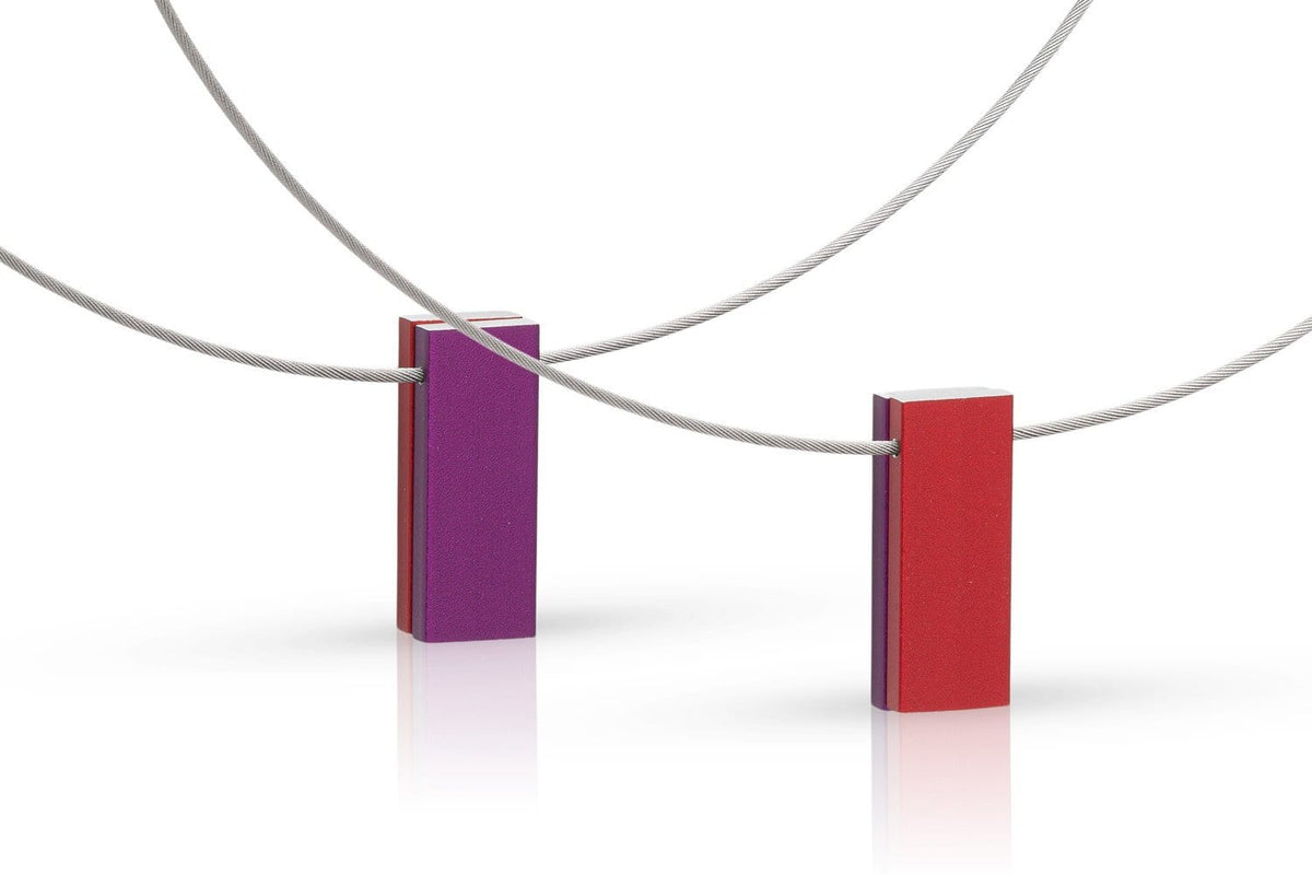 Collar dos rectángulos de colores púrpura|rojo C232PR