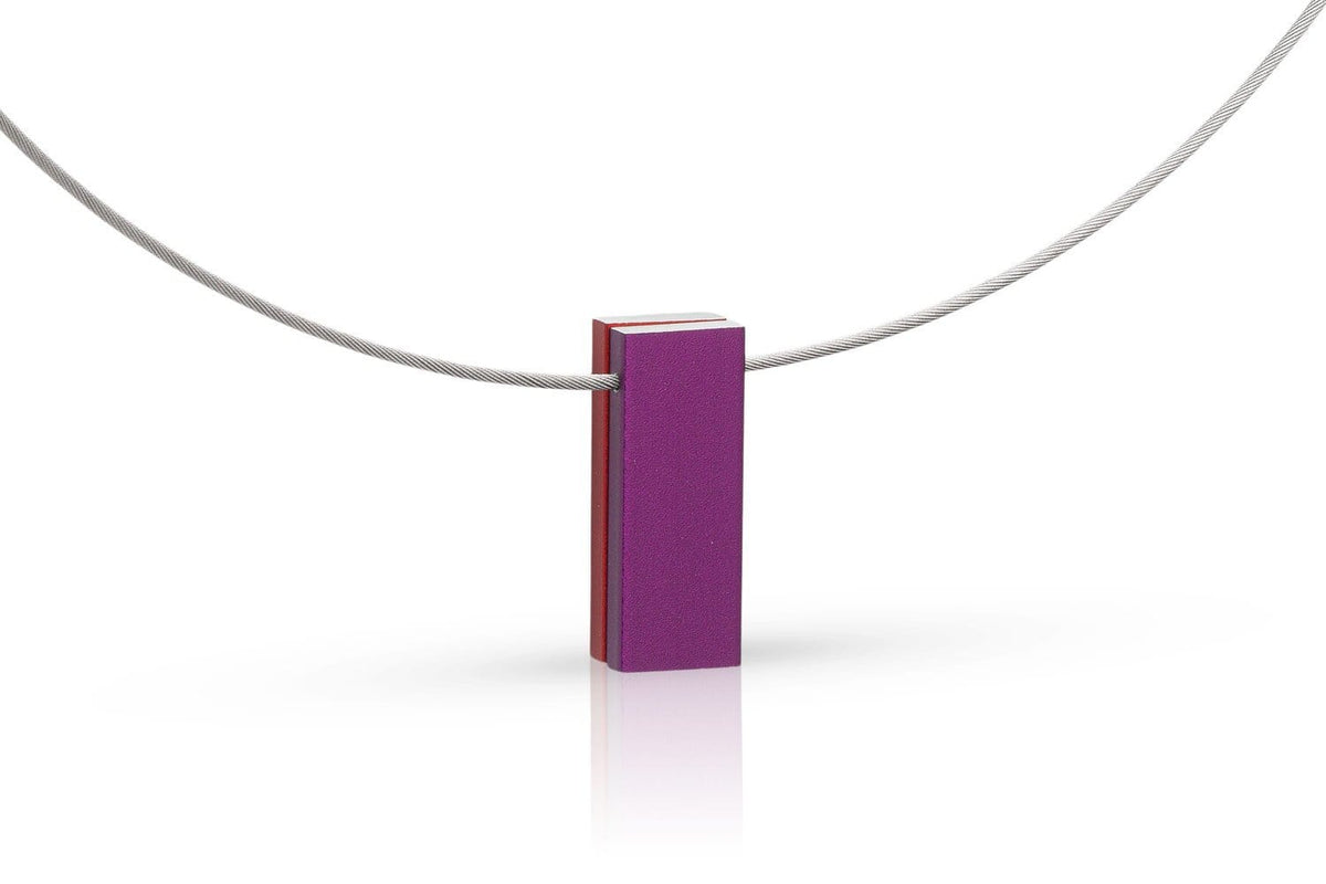 Collar dos rectángulos de colores púrpura|rojo C232PR