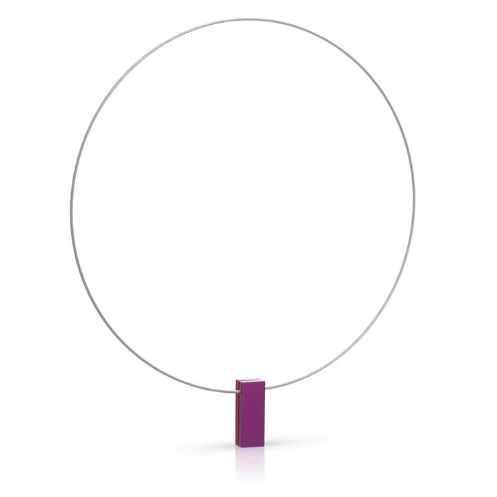 Collier twee gekleurde rechthoeken paars|rood C232PR