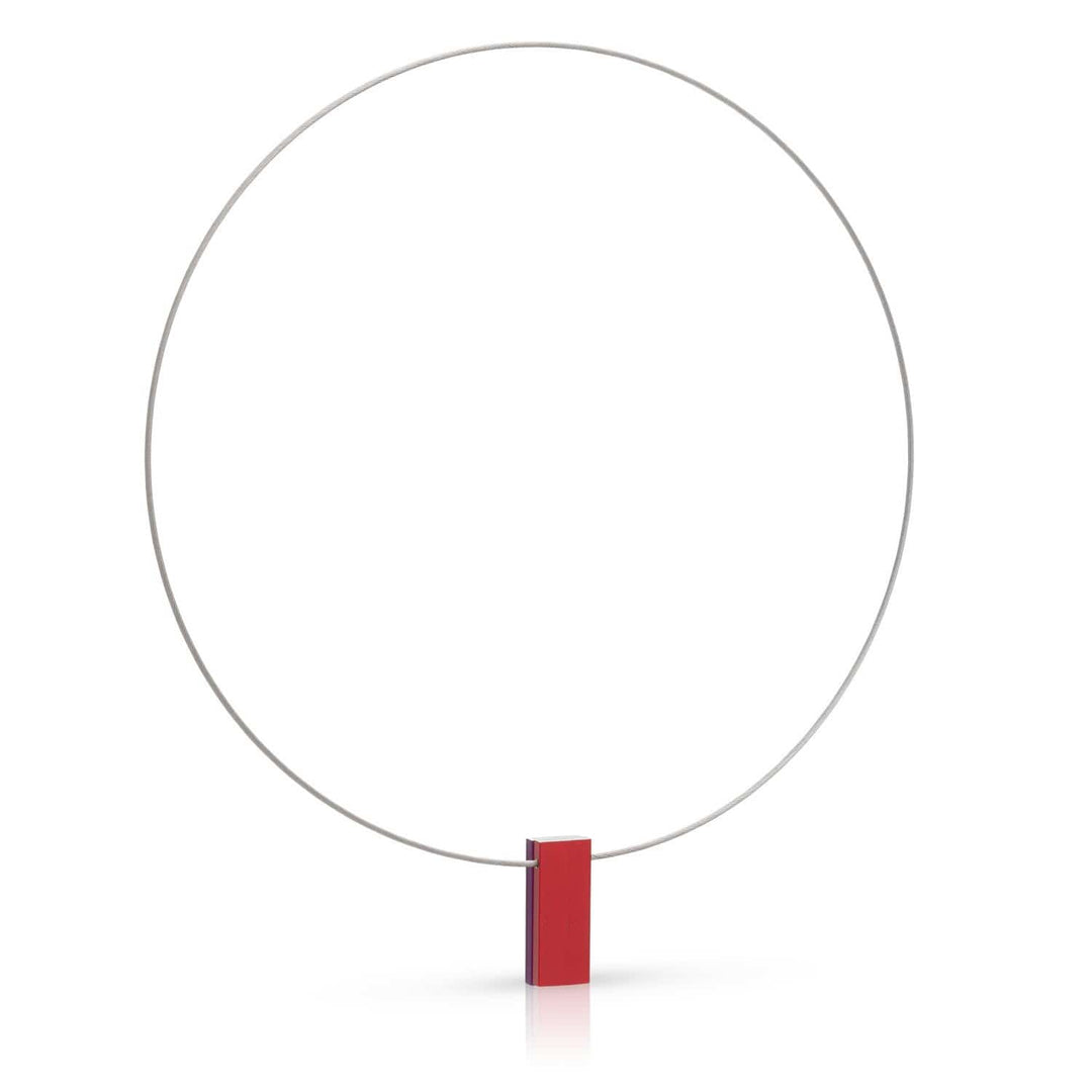 Collier twee gekleurde rechthoeken paars|rood C232PR