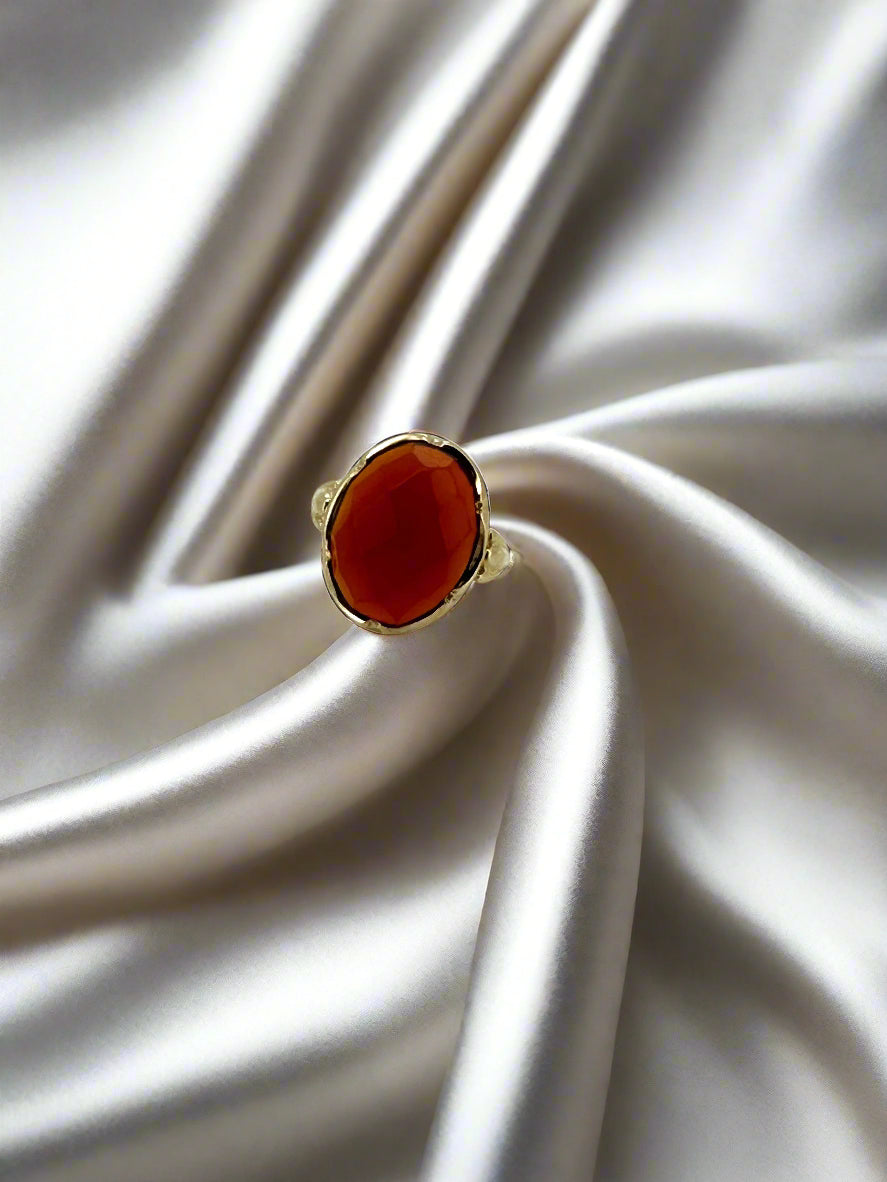 anillo vintage de oro carneool 14k 3.4gr