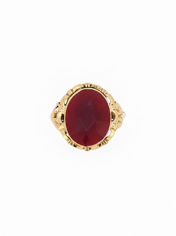 anillo vintage de oro carneool 14k 3.4gr