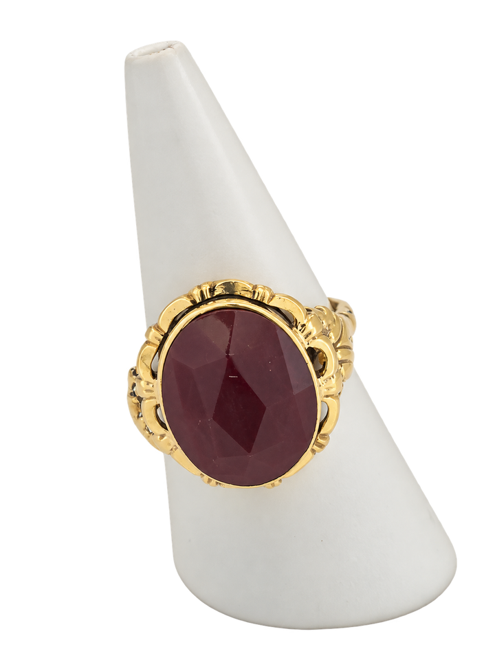 anillo vintage de oro carneool 14k 3.4gr