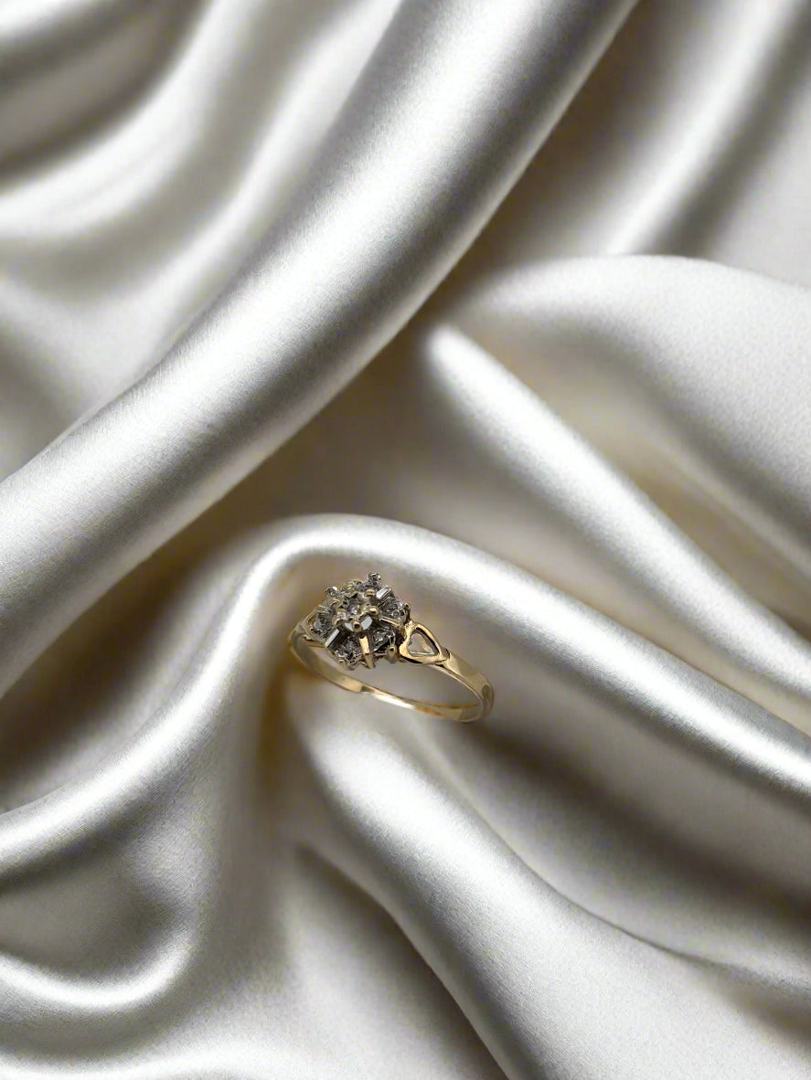 anillo vintage de oro 14k con diamante 1.3gr