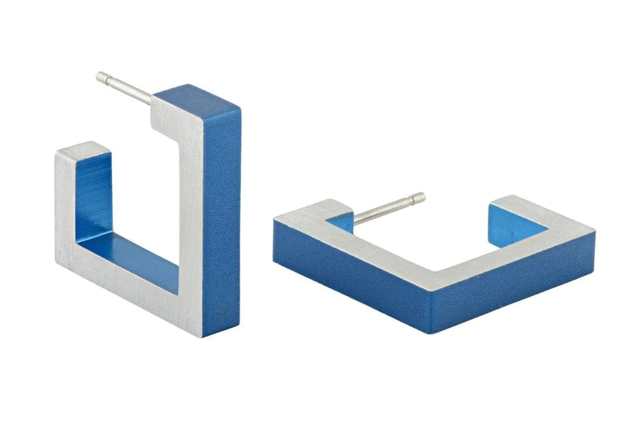 Vierkante creolen Blauw O11B