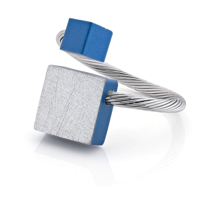 Ring vierkant en kubusje Blauw fits most R7B