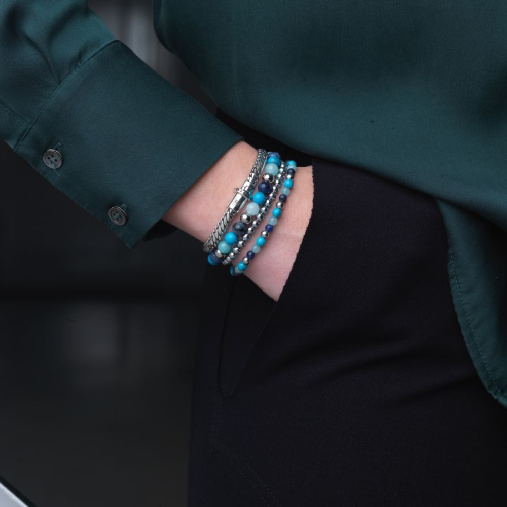 Blue Summer Vibes - 4mm - Pulsera de mujer de cuentas