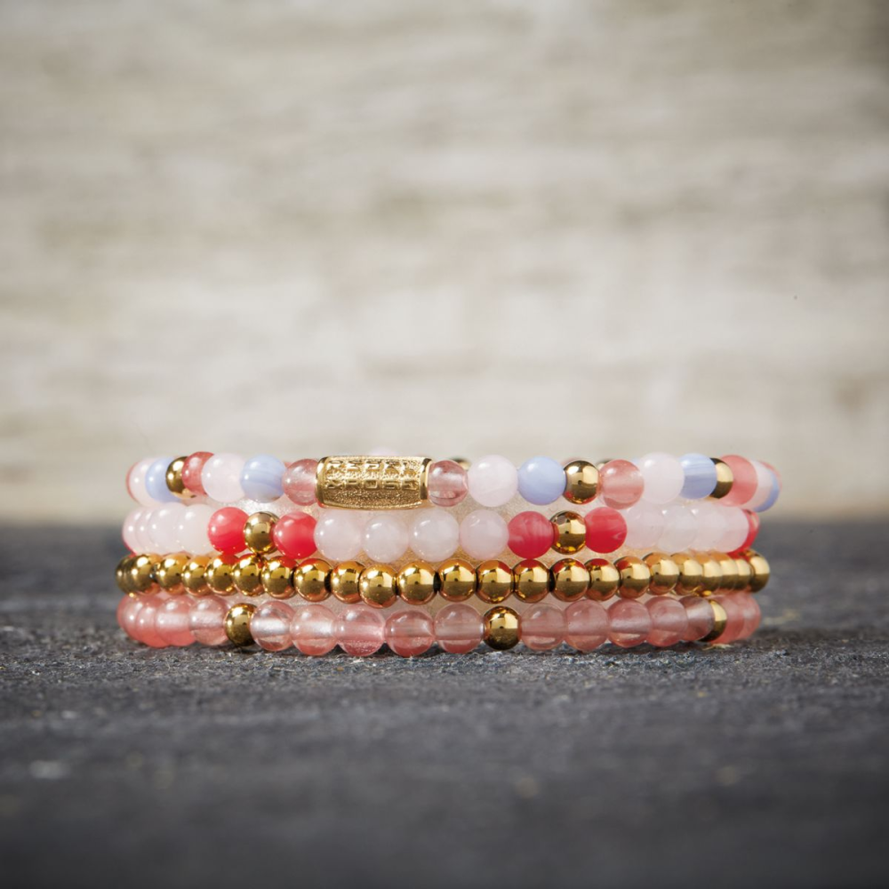 Cherry Rose - chapado en oro amarillo - 4mm - pulsera de mujer