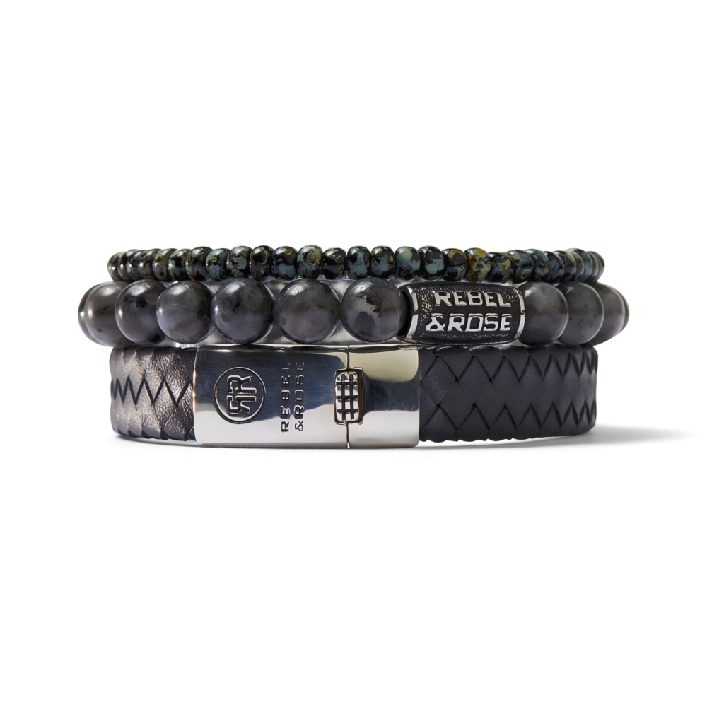 Pulsera de hombre de cuentas Glass Rocks Black Leopard - 4mm