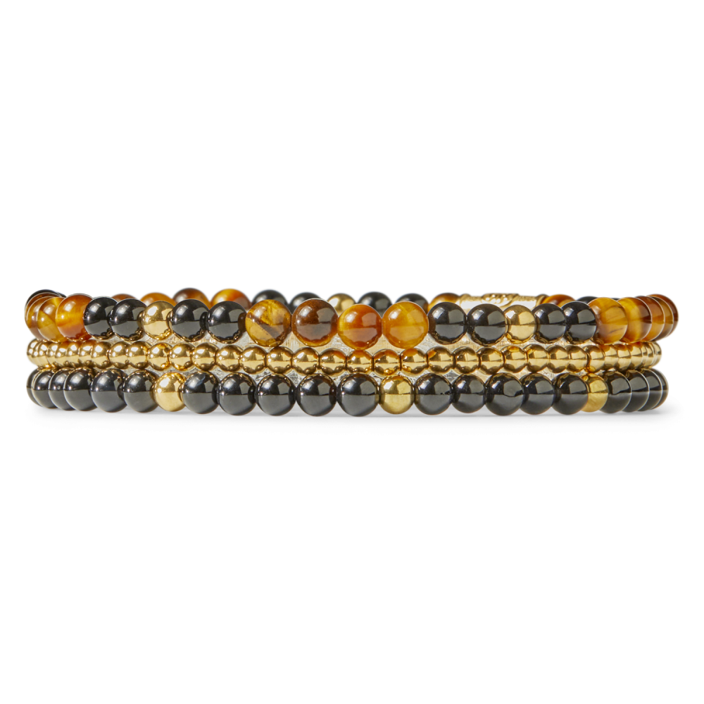 Mix Tiger Black - chapado en oro amarillo - 4mm - pulsera de mujer