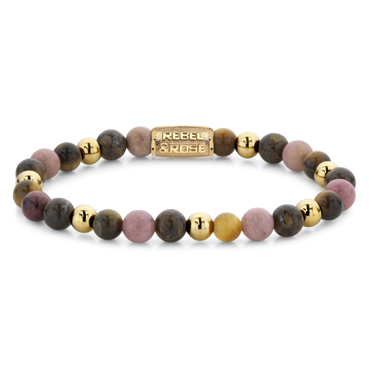 Winter Glow - 18 ct yellow gold ionplated - 6mm - Kralen Armband Dames