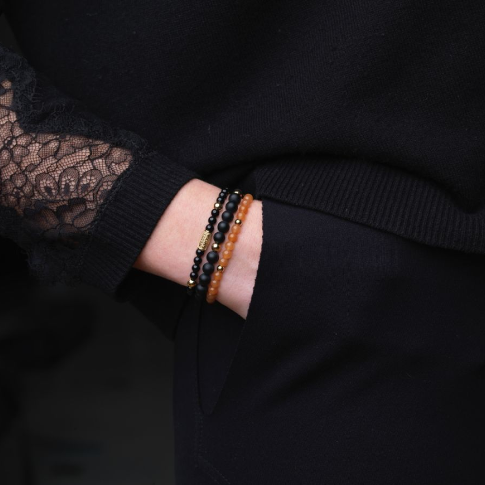 Matt Black Madonna - chapado en oro amarillo - 6mm - pulsera de mujer