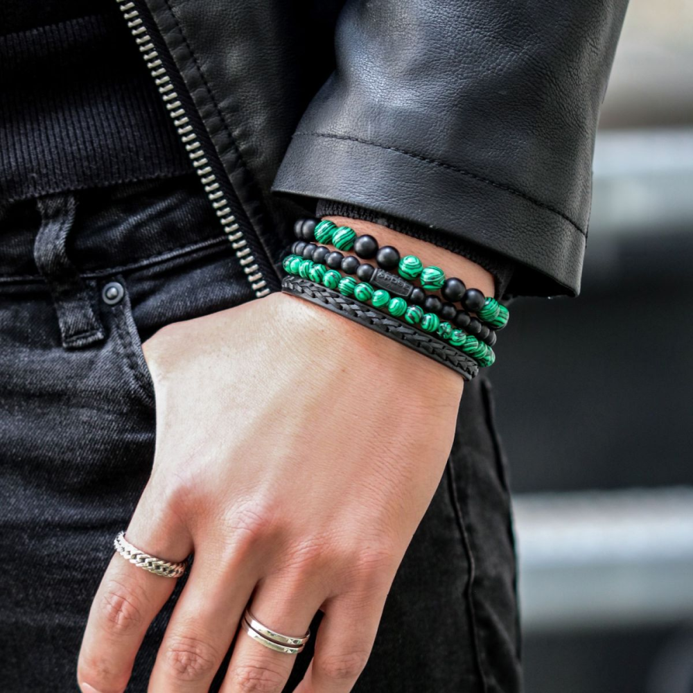Mad Panther - Todo Negro - 6mm - Pulsera de Hombre de Cuentas