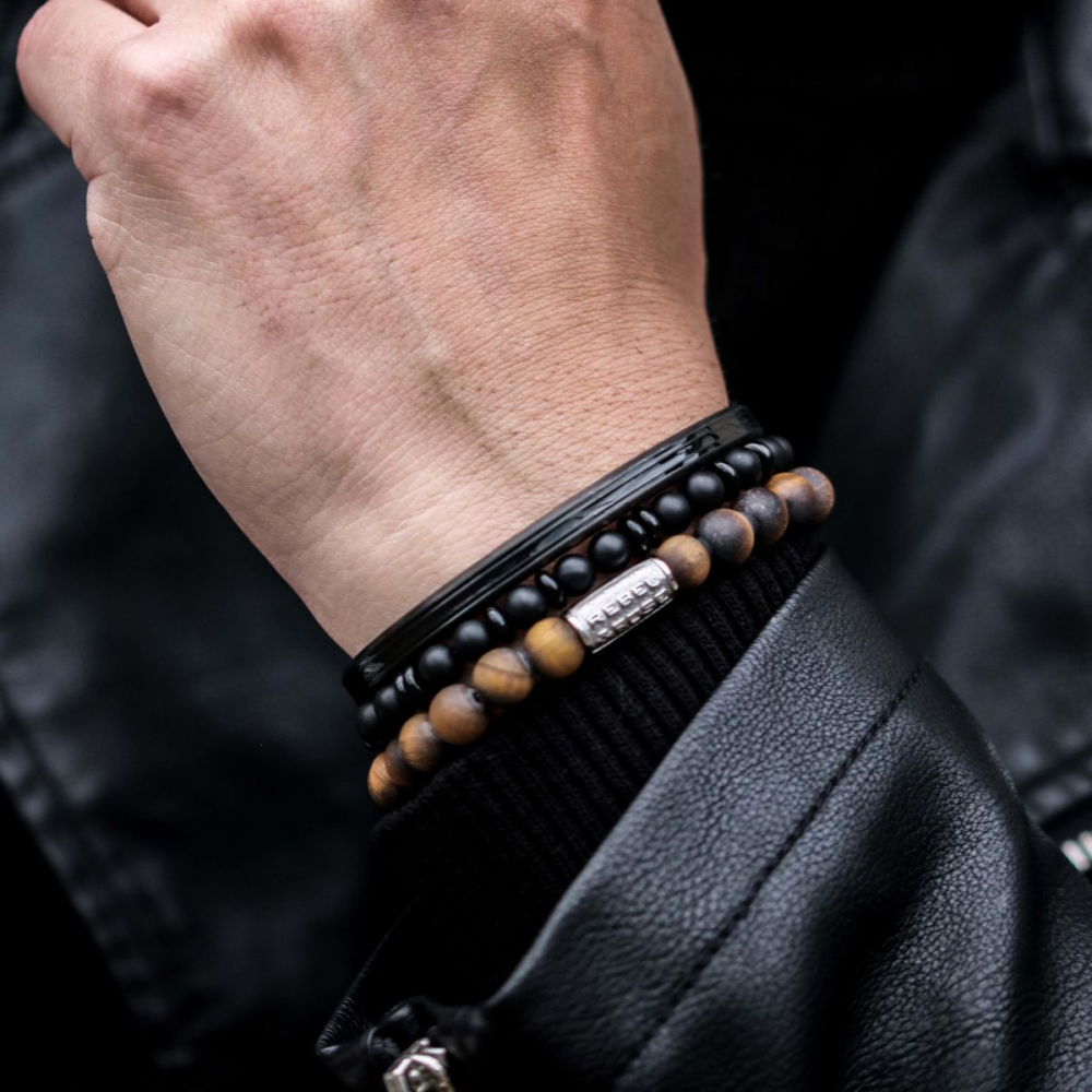 pulsera de cuentas All-Black - 6mm - de hombre