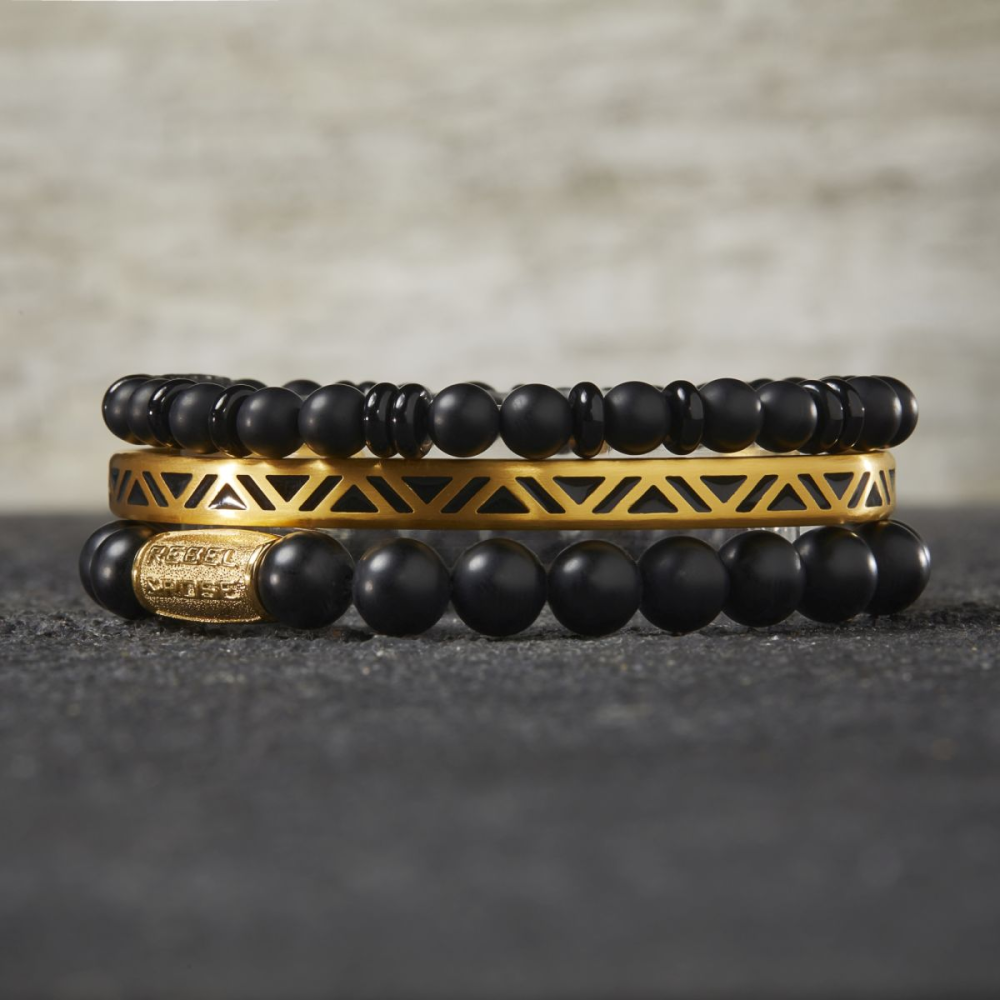 pulsera de cuentas All-Black - 6mm - de hombre