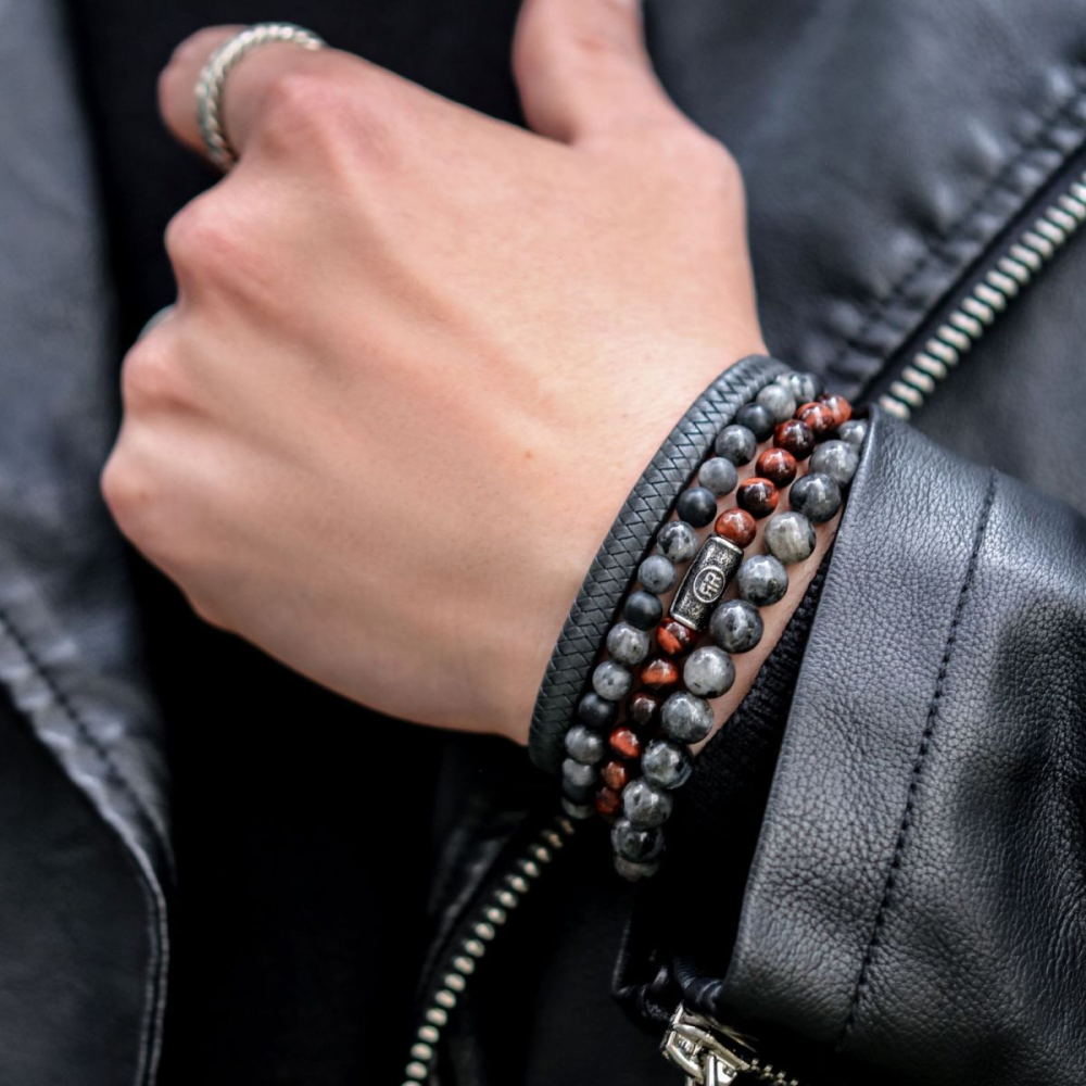 Tiger Red Vintage - 6mm - Pulsera de hombre de cuentas