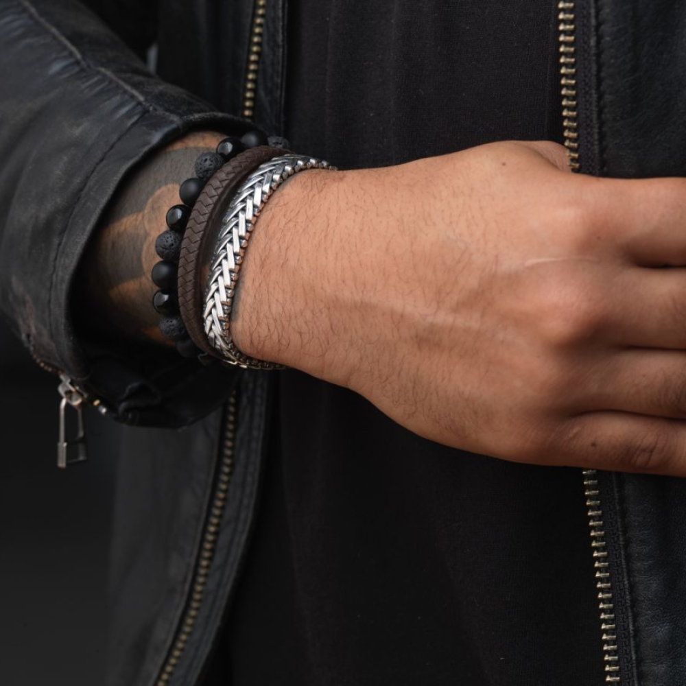 Black Rocks - All-Black - 8mm - Pulsera de hombre de cuentas