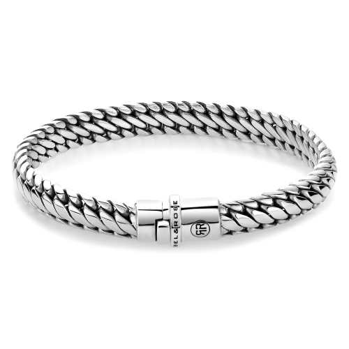 Pulsera de plata de ley 925 con diseño trenzado y cierre de seguridad.